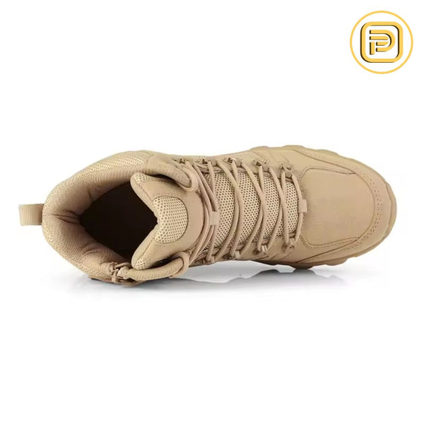 Kit Bota Tática Militar Volmar Masculina em Couro Legítimo e Nylon + BRINDES: Cinto, Carteira e Relógio Tático